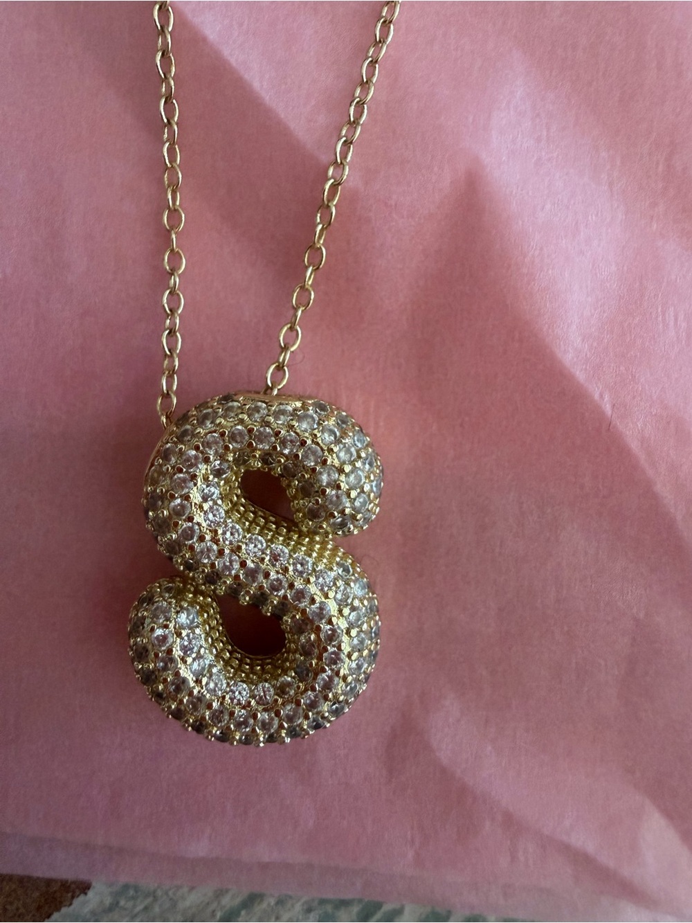 Gold Crystal 'S' Pendant Necklace - Elegant Initial Jewelry